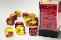 Chessex Dice - 16mm d6 - Gemini - Red-Yellow/Silver CHX26650