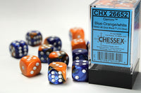 Chessex Dice - 16mm d6 - Gemini - Blue-Orange/White CHX26652