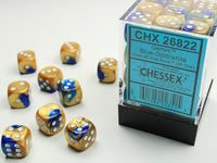 Chessex Dice - 12mm d6 - Gemini - Blue-Gold/White CHX26822