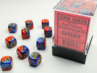 Chessex Dice - 12mm d6 - Gemini - Blue-Red/Gold CHX26829