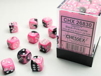 Chessex Dice - 12mm d6 - Gemini - Black-Pink/White CHX26830
