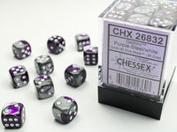 Chessex Dice - 12mm d6 - Gemini - Purple-Steel/White CHX26832