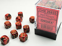 Chessex Dice - 12mm d6 - Gemini - Black-Red/Gold CHX26833