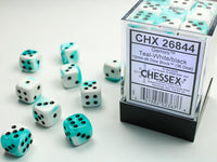 Chessex Dice - 16mm d6 - Gemini - Teal-White/Black CHX26844