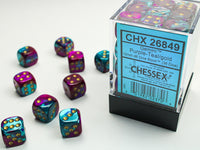Chessex Dice - 12mm d6 - Gemini - Purple-Teal/Gold CHX26849