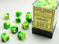 Chessex Dice - 12mm d6 - Gemini - Green-Yellow/Silver CHX26854