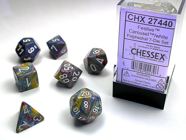 Chessex Dice - Polyhedral - Festive - Carousel w/White CHX27440