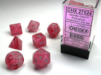 Chessex Dice - Polyhedral - Ghostly Glow - Pink/Silver CHX27524