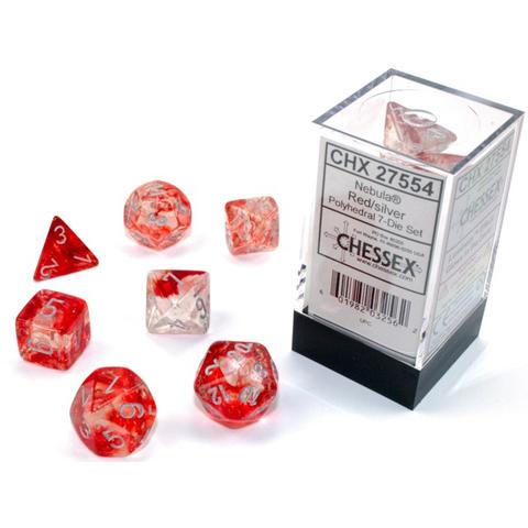 Chessex Dice - 7 Die Set - Luminary - Red/Silver CHX27554