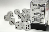 Chessex Dice - 16mm d6 - Frosted - Clear/Black CHX27601