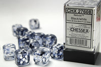 Chessex Dice - 16mm d6 - Nebula - Black w/White CHX27608