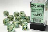 Chessex Dice - 16mm d6 - Marble - Green/Dark Green CHX27609