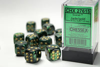 Chessex Dice - 16mm d6 - Scarab - Jade/Gold CHX27615