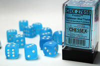 Chessex Dice - 16mm d6 - Frosted - Caribbean Blue/White CHX27616