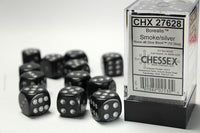 Chessex Dice - 16mm d6 - Borealis - Smoke/Silver CHX27628