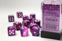 Chessex Dice - 16mm d6 - Festive - Violet/White CHX27657