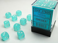 Chessex Dice - 12mm d6 - Frosted - Teal/White CHX27805