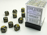 Chessex Dice - 12mm d6 - Leaf - Black Gold w/Silver CHX27818