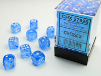 Chessex Dice - 12mm d6 - Borealis - Sky Blue/White CHX27826