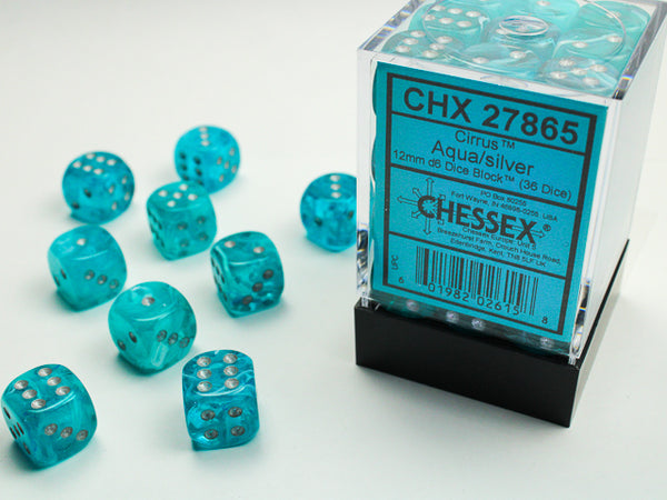 Chessex Dice - 12mm d6- Cirrus - Aqua w/Silver CHX27865