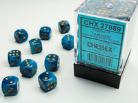 Chessex Dice - 12mm d6 - Phantom - Teal/Gold CHX27889