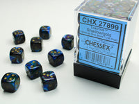 Chessex Dice - 12mm d6 - Lustrous - Shadow/Gold CHX27899