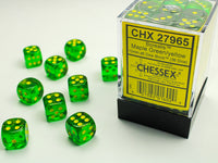 Chessex Dice - 12mm d6 - Borealis - Maple Green/Yellow CHX27965
