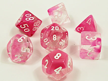 Chessex Lab Dice - Polyhedral - Gemini Luminary - Clear-Pink/White CHX30042