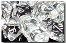 Chessex Dice - Polyhedral - Translucent - Clear w/White CHX23071