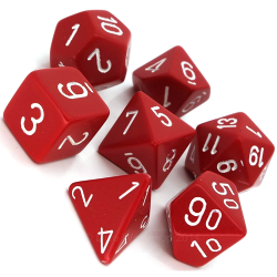 Chessex Dice - Polyhedral - Opaque - Red w/White CHX25404