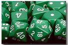 Chessex Dice - Polyhedral - Opaque- Green w/White CHX25405
