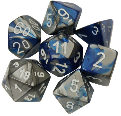 Chessex Dice - Polyhedral - Gemini - Blue-Steel w/White CHX26423