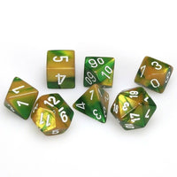 Chessex Dice - Polyhedral - Gemini - Gold-Green w/White CHX26425