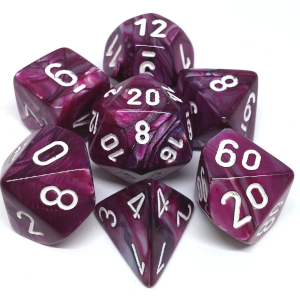 Chessex Dice - Polyhedral - Lustrous - Amethyst w/White CHX30025