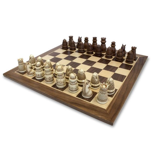 15" Walnut Medieval Chess Set