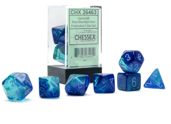 CHX 26463 Luminary Gemini Blue-Blue/Light Blue Polyhedral 7-Die Set