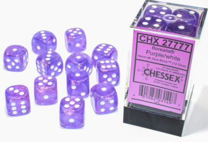 Chessex Dice - 16mm d6 - Luminary - Purple/White CHX27777