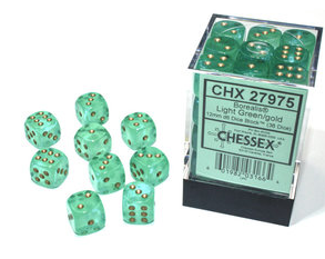 Chessex Dice - 12mm 3d6 - Borealis - Light Green/Gold CHX27975