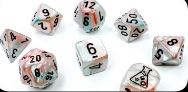 Chessex Dice - 7 Die Set - Luminary - Sea Shell/Black CHX 30056
