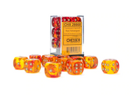 Chessex Dice - 16mm 12d6 - Gemini Translucent - Red-Yellow/Gold - CHX26668