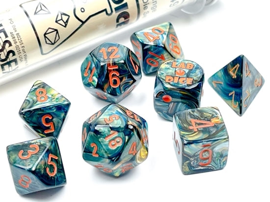 Chessex Lab Dice - Polyhedral - Lustrous - Alpestris/Orange CHX30049