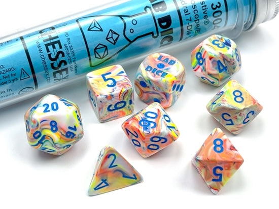 Chessex Lab Dice - Polyhedral - Festive - Kaleidoscope/Blue CHX30047