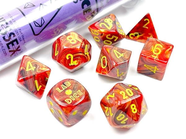 Chessex Lab Dice - Polyhedral - Vortex - Underworld/Yellow CHX30050