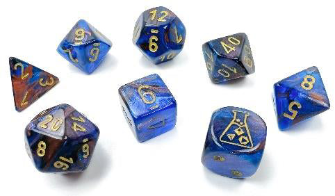 Chessex Dice - 7 Die Set - Luminary - Azurite/Gold CHX30055