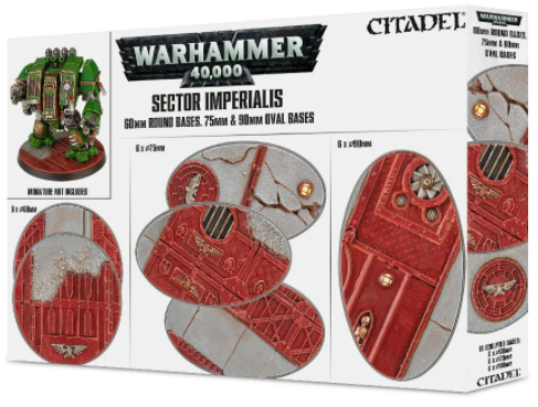 40K Sector Imperialis 60mm Round Bases. 75mm & 90mm Oval Bases 66-93